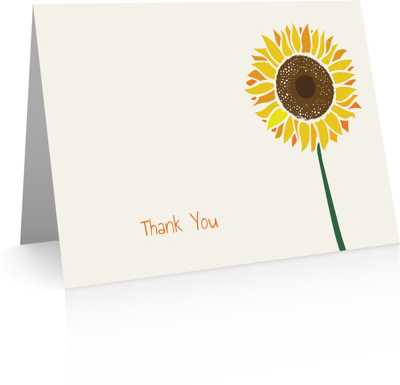 Little Notes by Comptime Sunflower Thank You Cards (24 Foldover Cards and Envelopes)